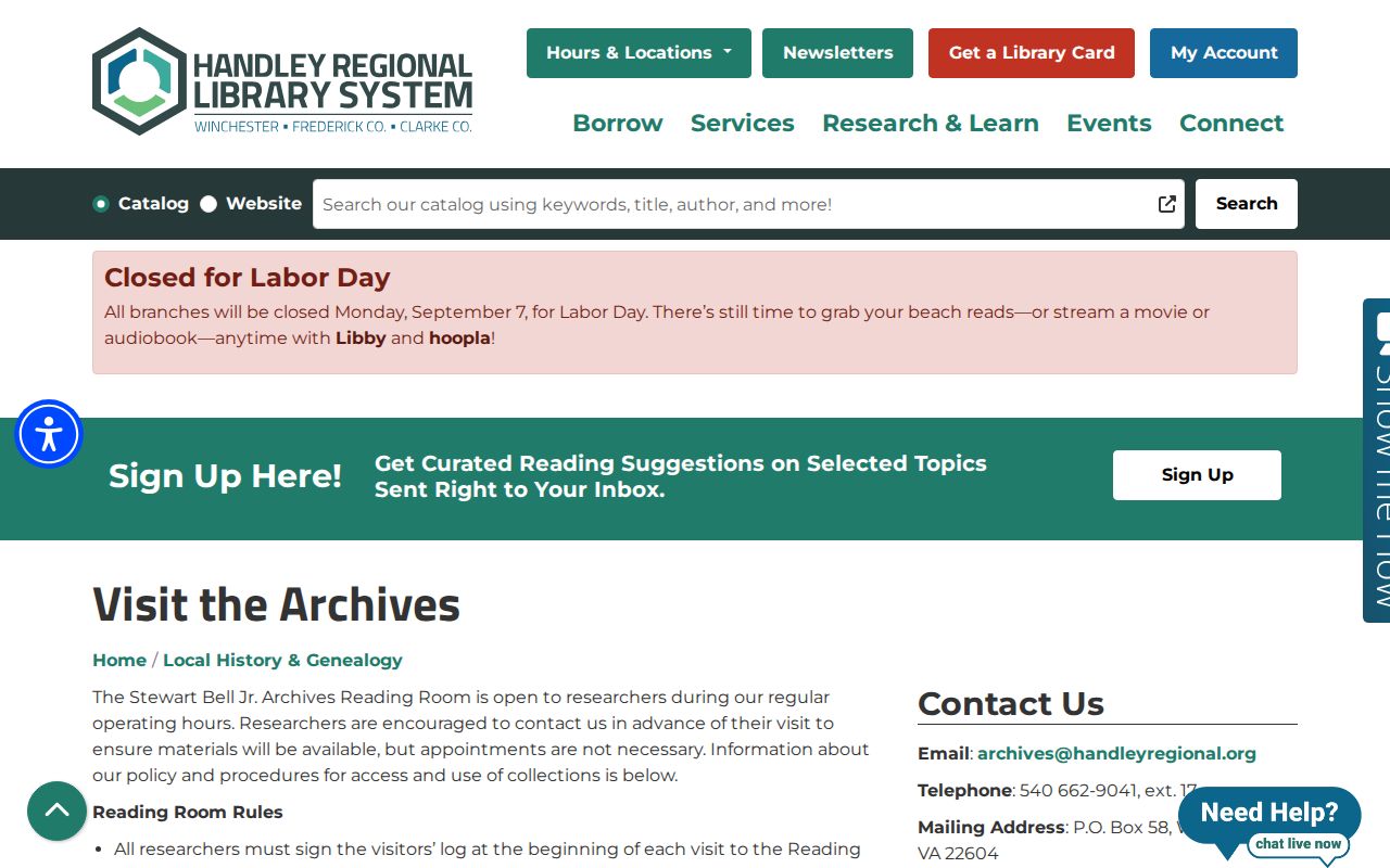 Winchester city directory archive reading room access