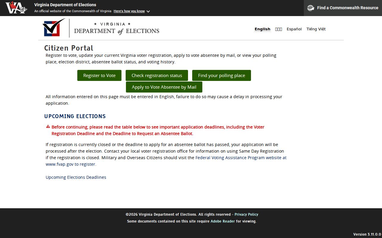 Winchester residents directory Virginia voter information portal
