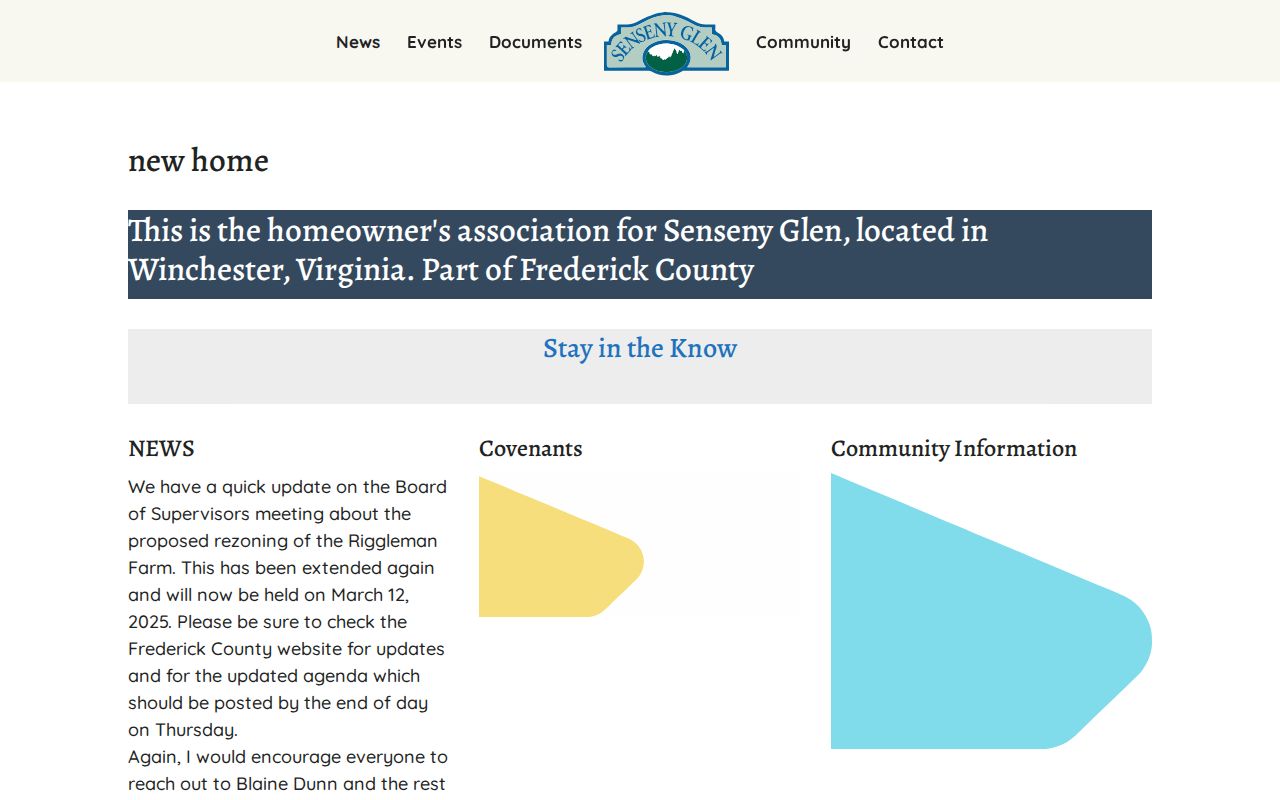 Winchester neighbors research using Senseny Glen public association information