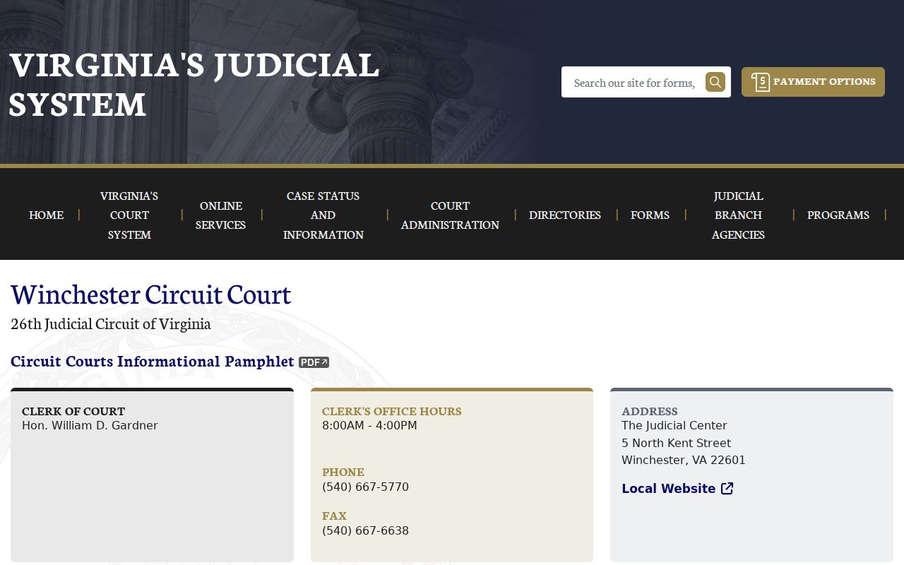 Winchester resident lookup Circuit Court access page